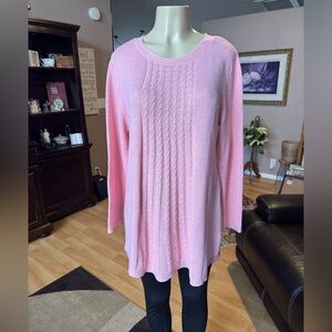 N Touch pink long sleeve cable knit loose tunic sweater-size M